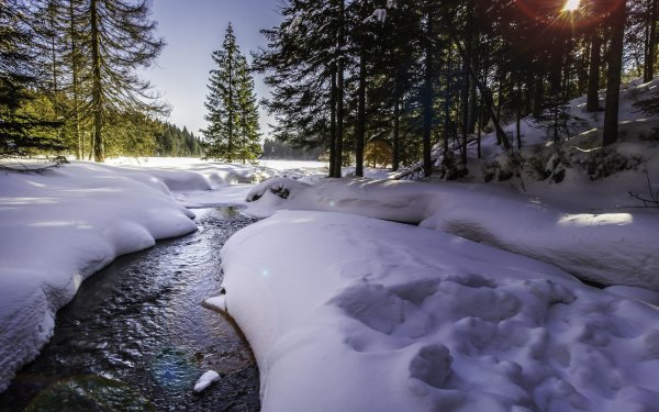 ручей зимой