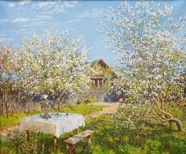 левитан цветущие яблони 1896