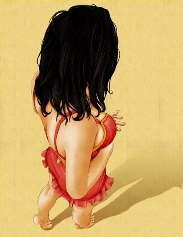 брюнетка рисунок