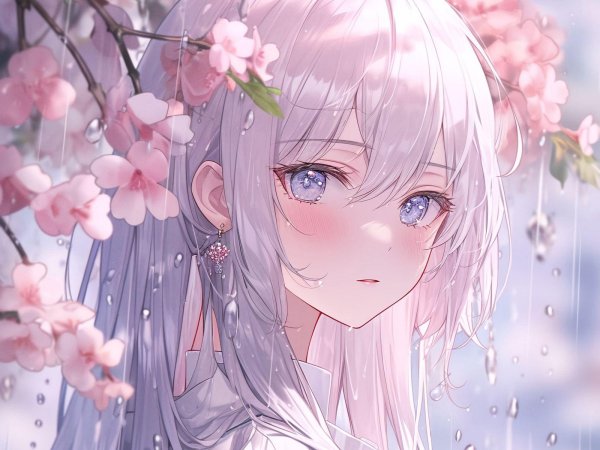 сакура под дождем