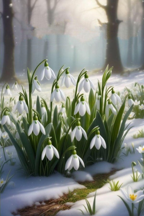 подснежники рисунки