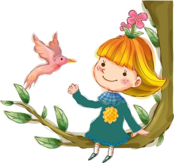 девочка с птичкой