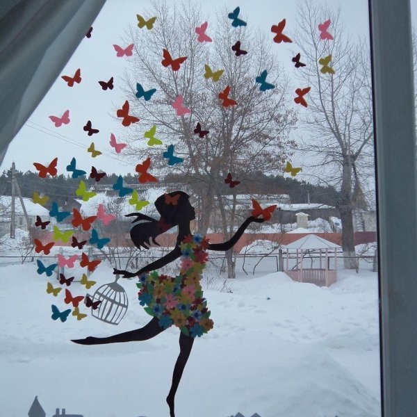 весеннее украшение окон