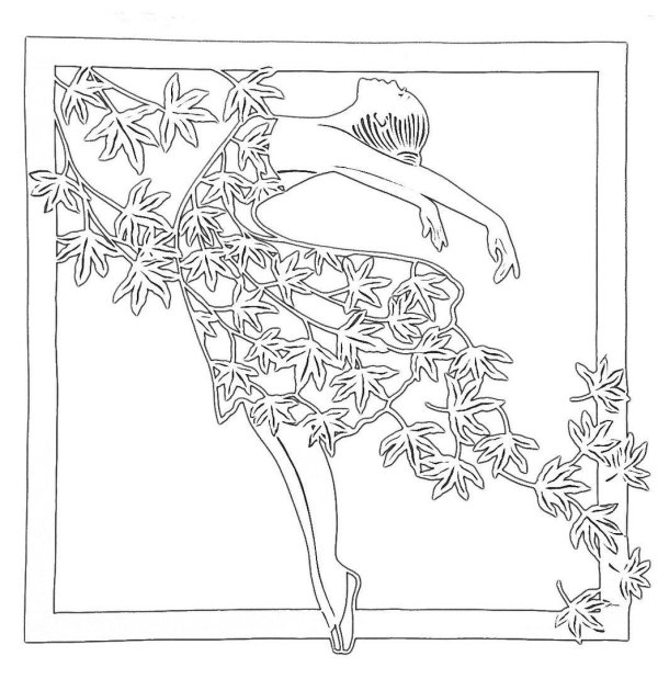 раскраска девушка осень