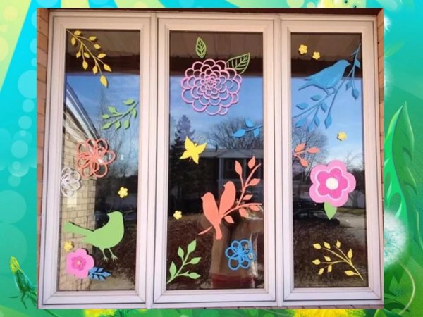 украшение окон весна
