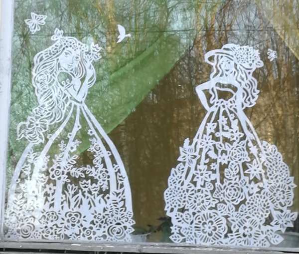 вытынанка девушка зима