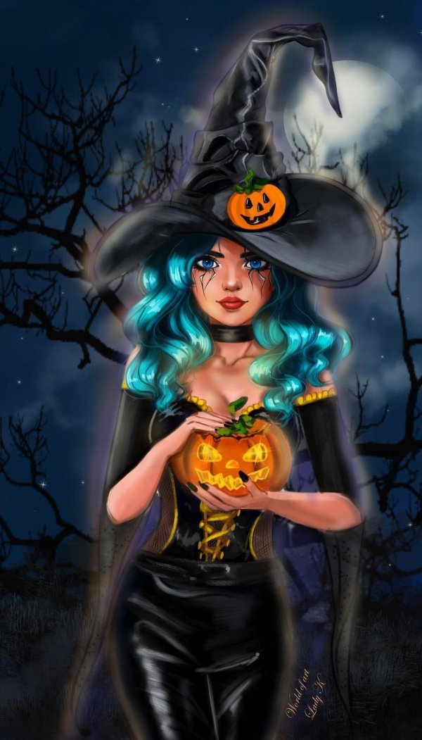 обои на хэллоуин девушки