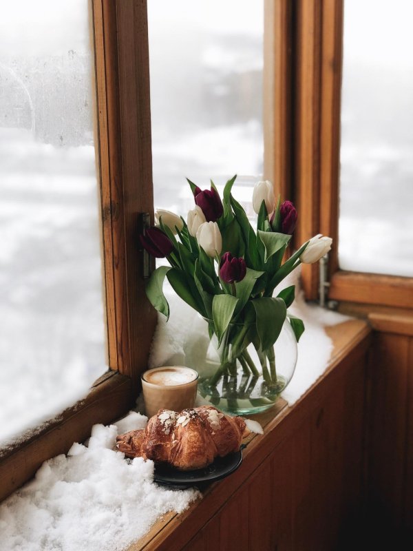 тюльпаны и кофе доброе утро