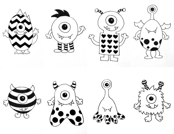 рисунок монстрика легкий