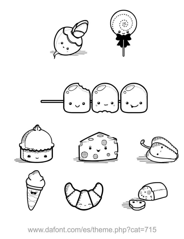 раскраска маленькая еда