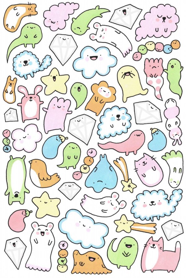 милые наклейки для срисовки