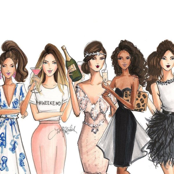 несколько девушек нарисованные