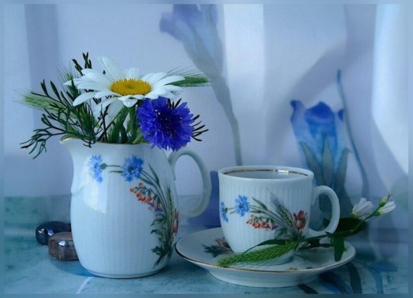 натюрморт васильки