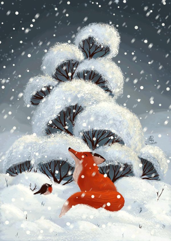 лиса на снегу