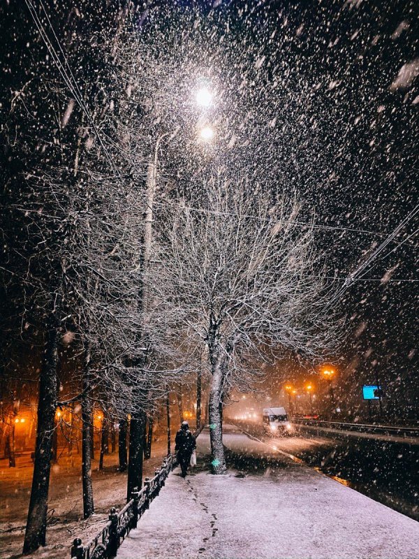 ночной зимний город