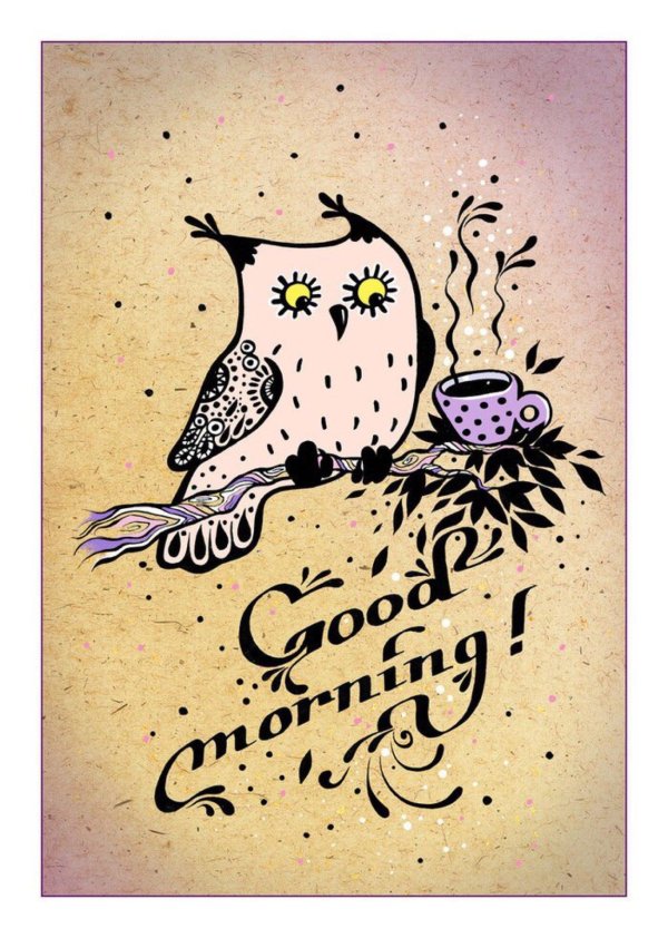 совенок с кофе