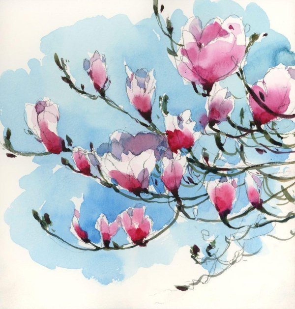 акварельные цветы