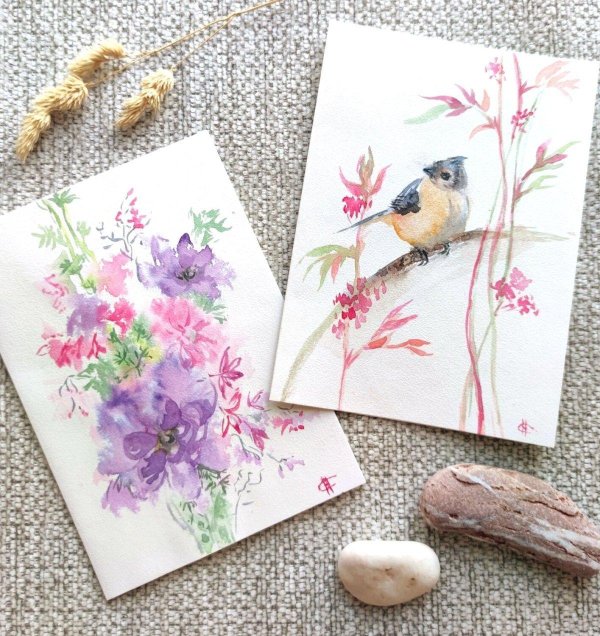 акварельная открытка