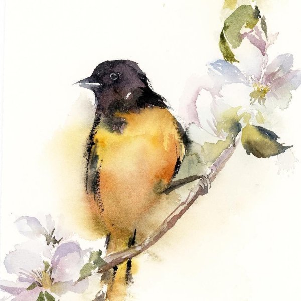 рисование весенних птиц