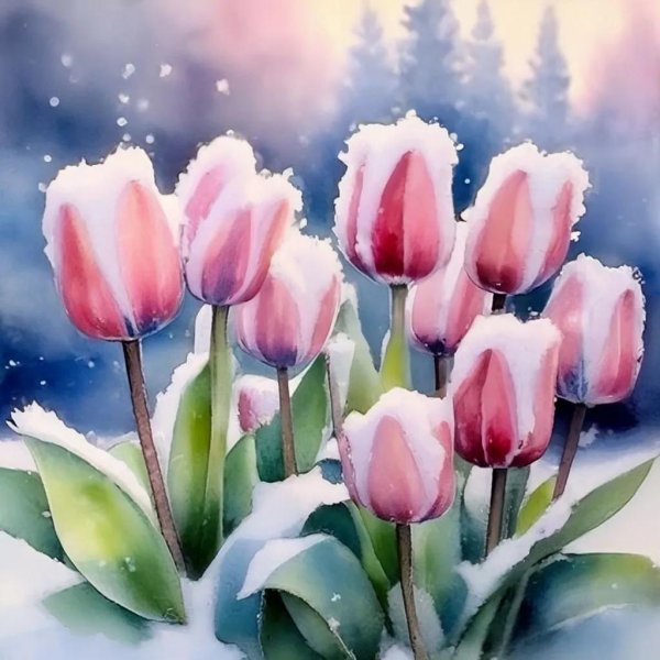 тюльпаны акрилом