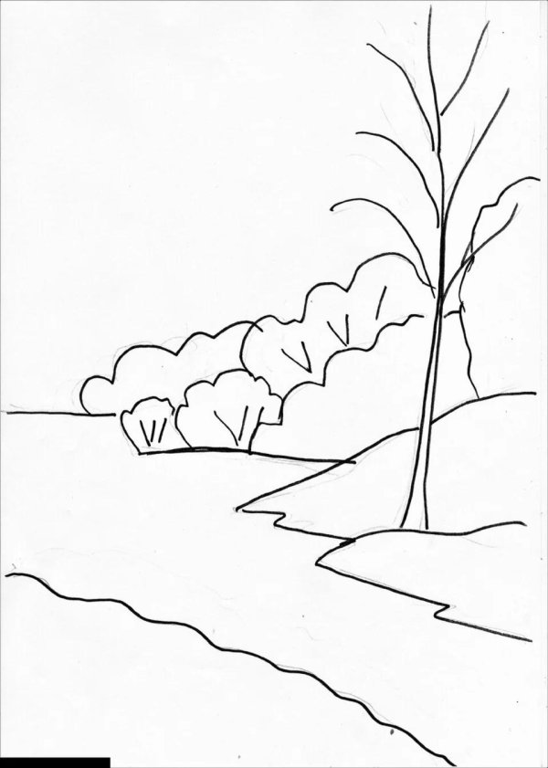 эскиз весеннего пейзажа