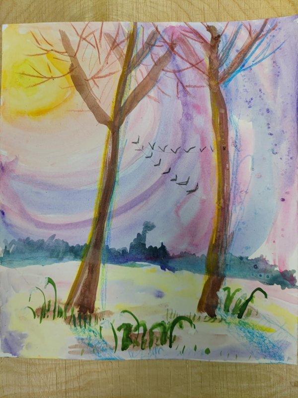 рисование весеннего пейзажа