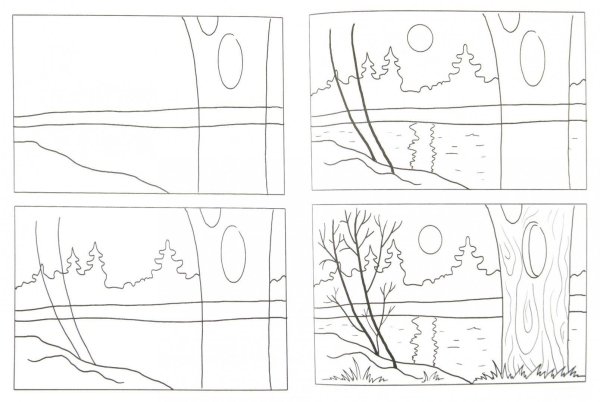 этапы рисования пейзажа