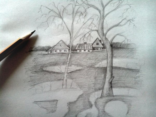 пейзажи карандашом