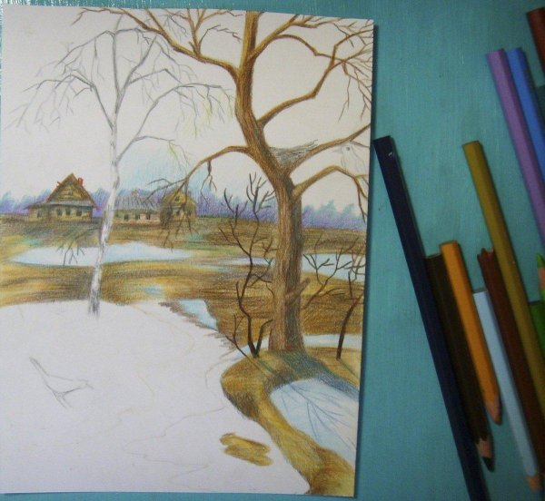 весенние пейзажи рисунки