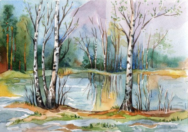 весенние пейзажи рисунки