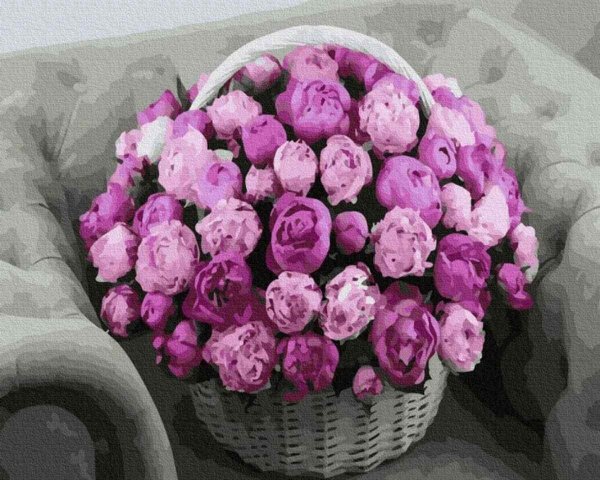 пионы в корзине