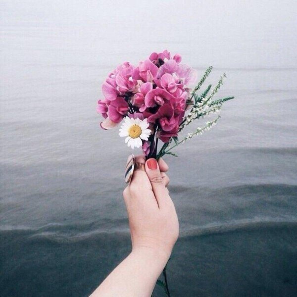 рука с цветами