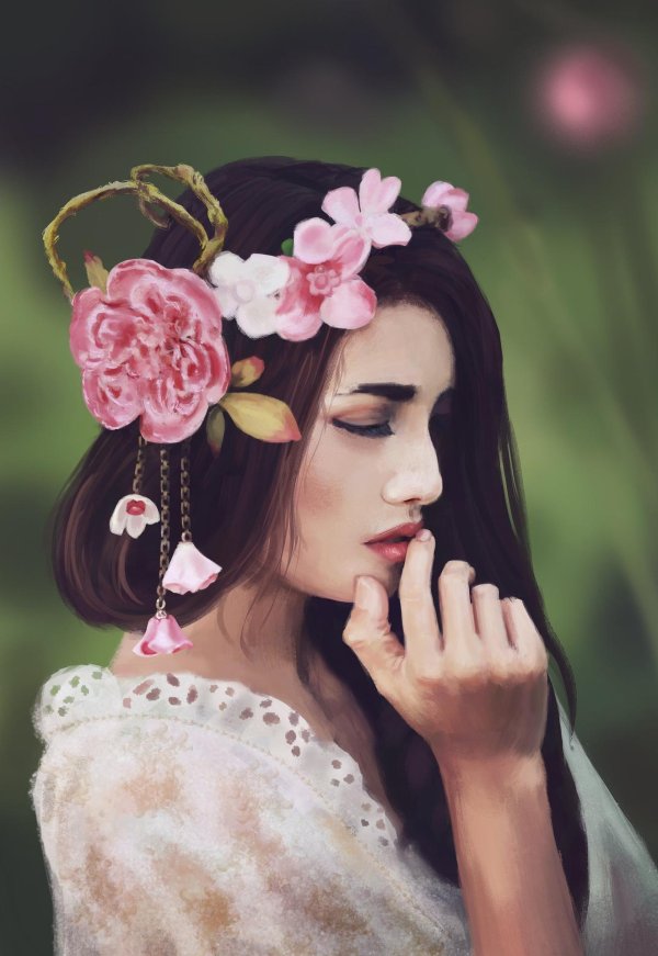 девушка в цветах