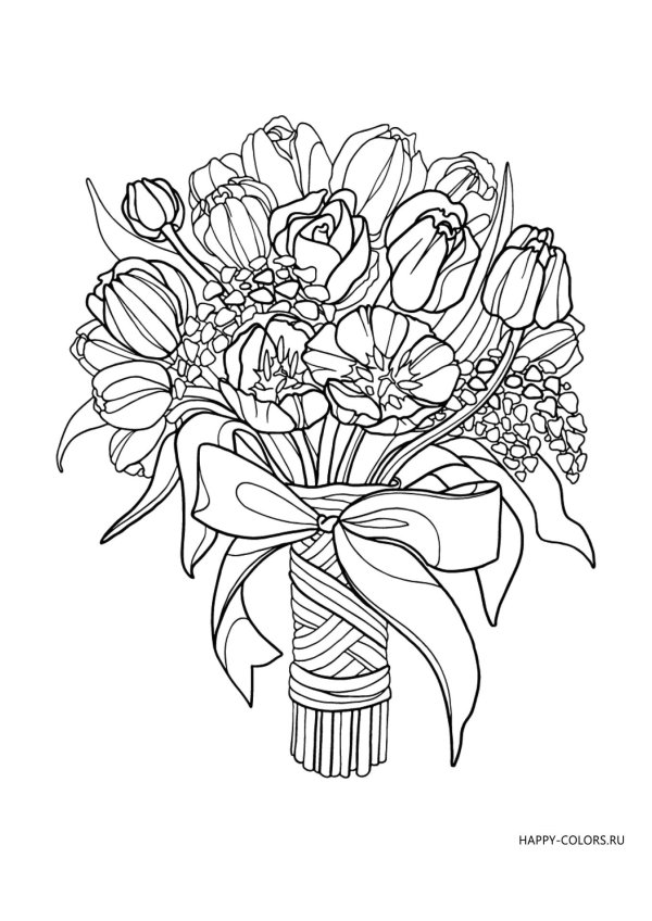 рисунки букета цветов