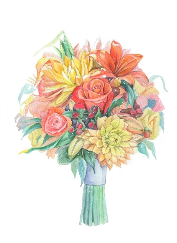 свадебный букет иллюстрация