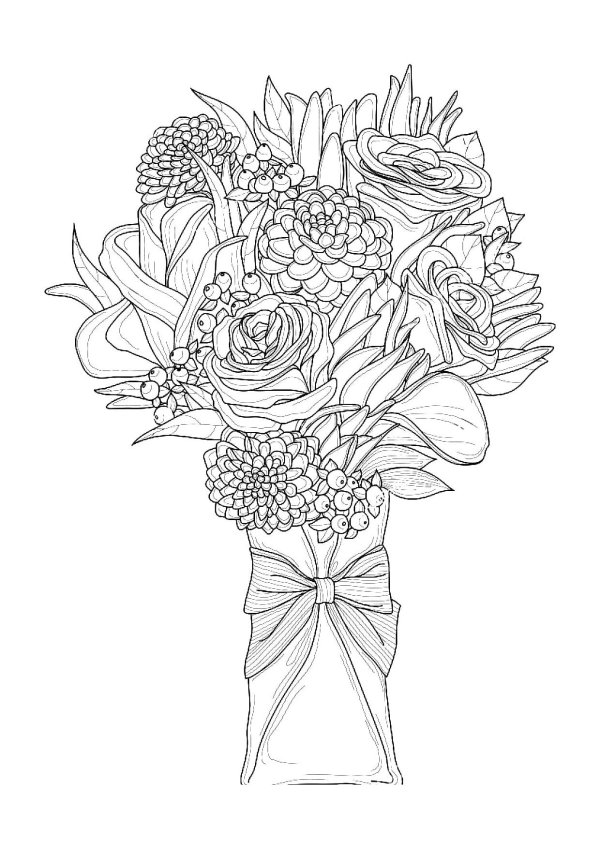 букет раскраска
