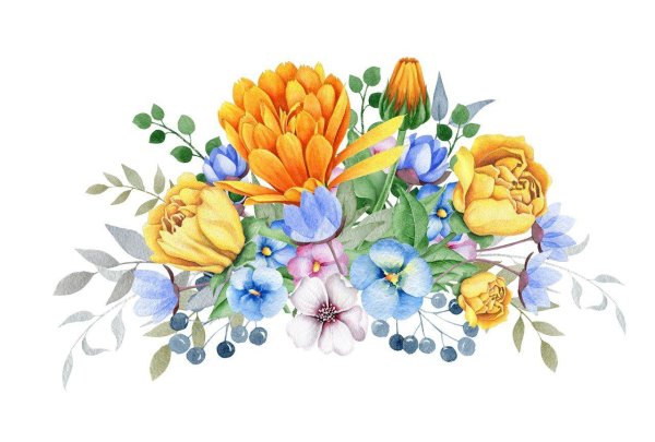 акварель цветы декоративно