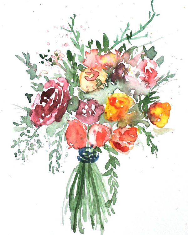 цветок акварель