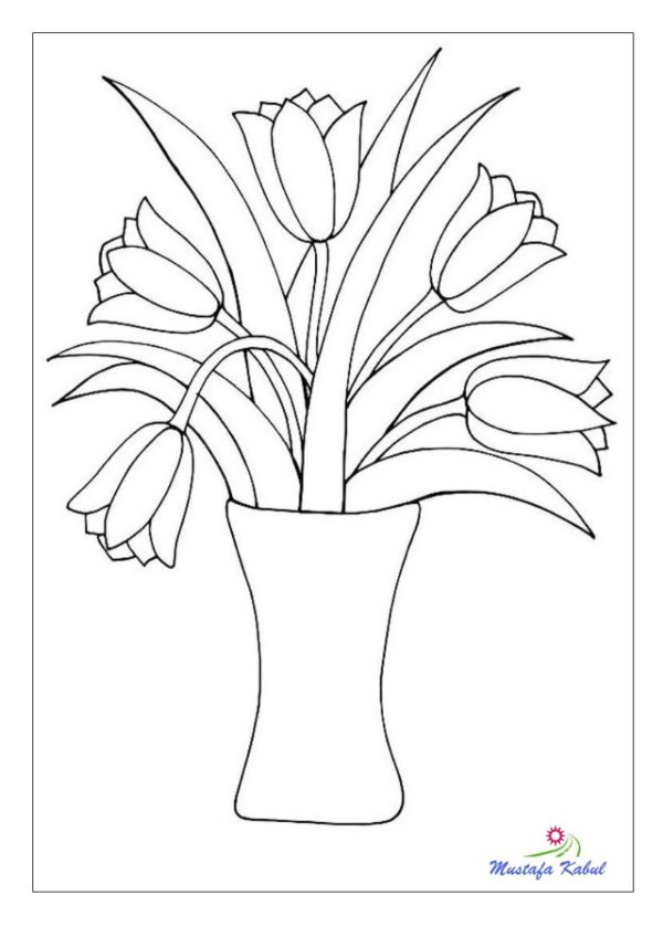ваза с цветами раскраска