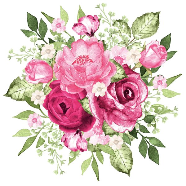 Нарисованные с цветами букеты