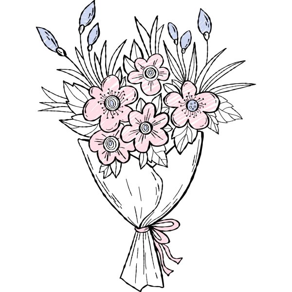рисунок букета цветов карандашом