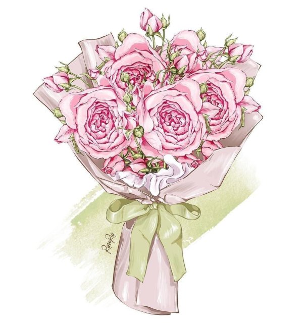 розы букет рисунок