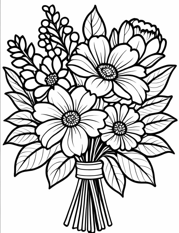 букет раскраска