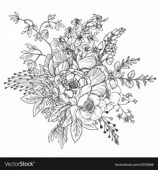 эскиз цветочной композиции