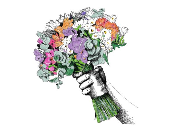 рисунки букета цветов