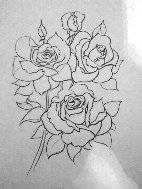 эскиз тату роза