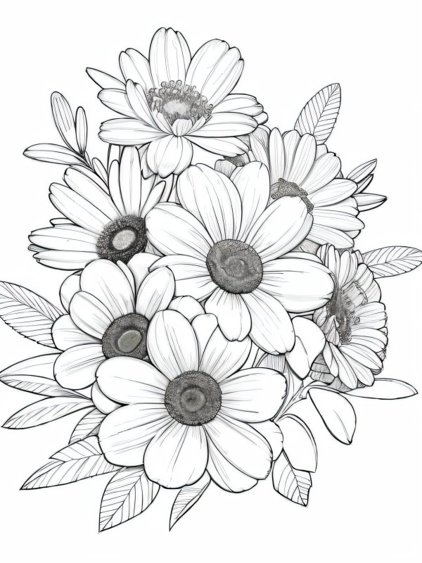 рисунки букета цветов