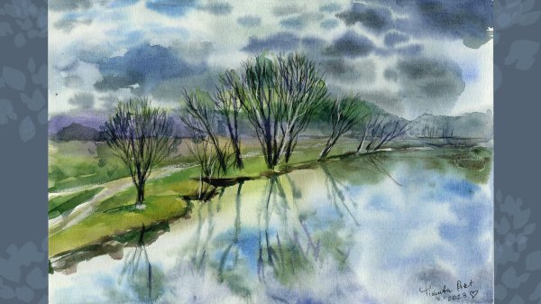 ранняя весна акварель