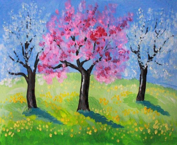 рисование цветут сады