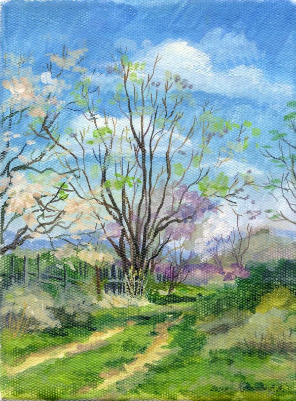 рисование весеннего пейзажа